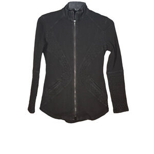 Liverpool Women’s Black Moto Jacket Size XS Textured Panels Zip Front